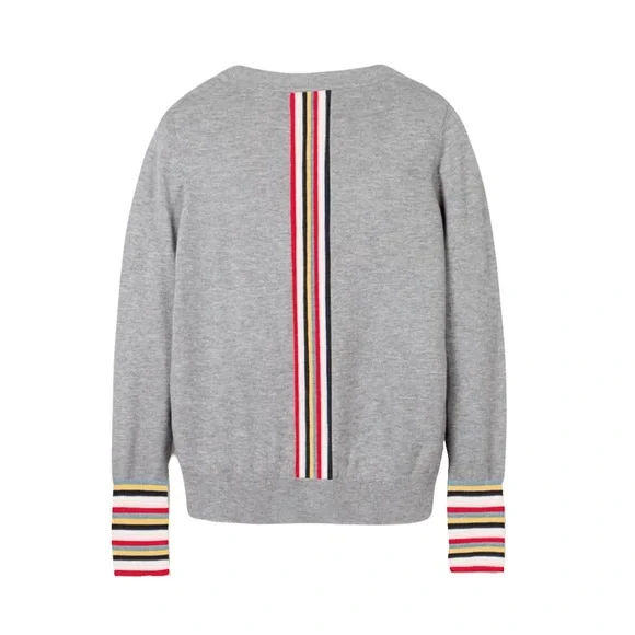 Boden Women’s Cassandra Cardigan Medium Grey with Bright Stripe Detail - Picture 2 of 12